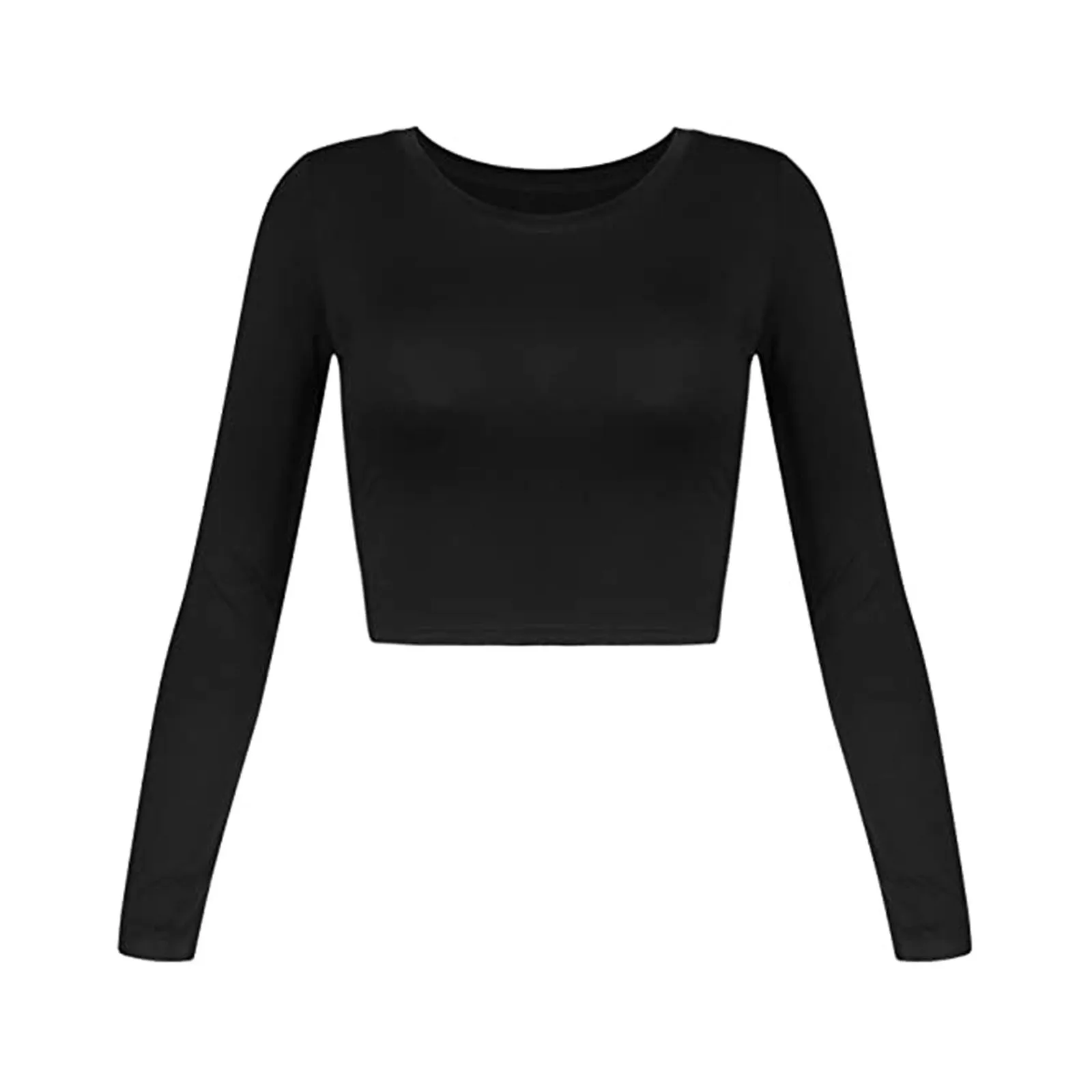 

Y2k Vintage Long-Sleeve T-Shirts For Women Spring Summer Solid Color Skinny Crewneck Top Tees Outdoor Holiday Leisure Streetwear