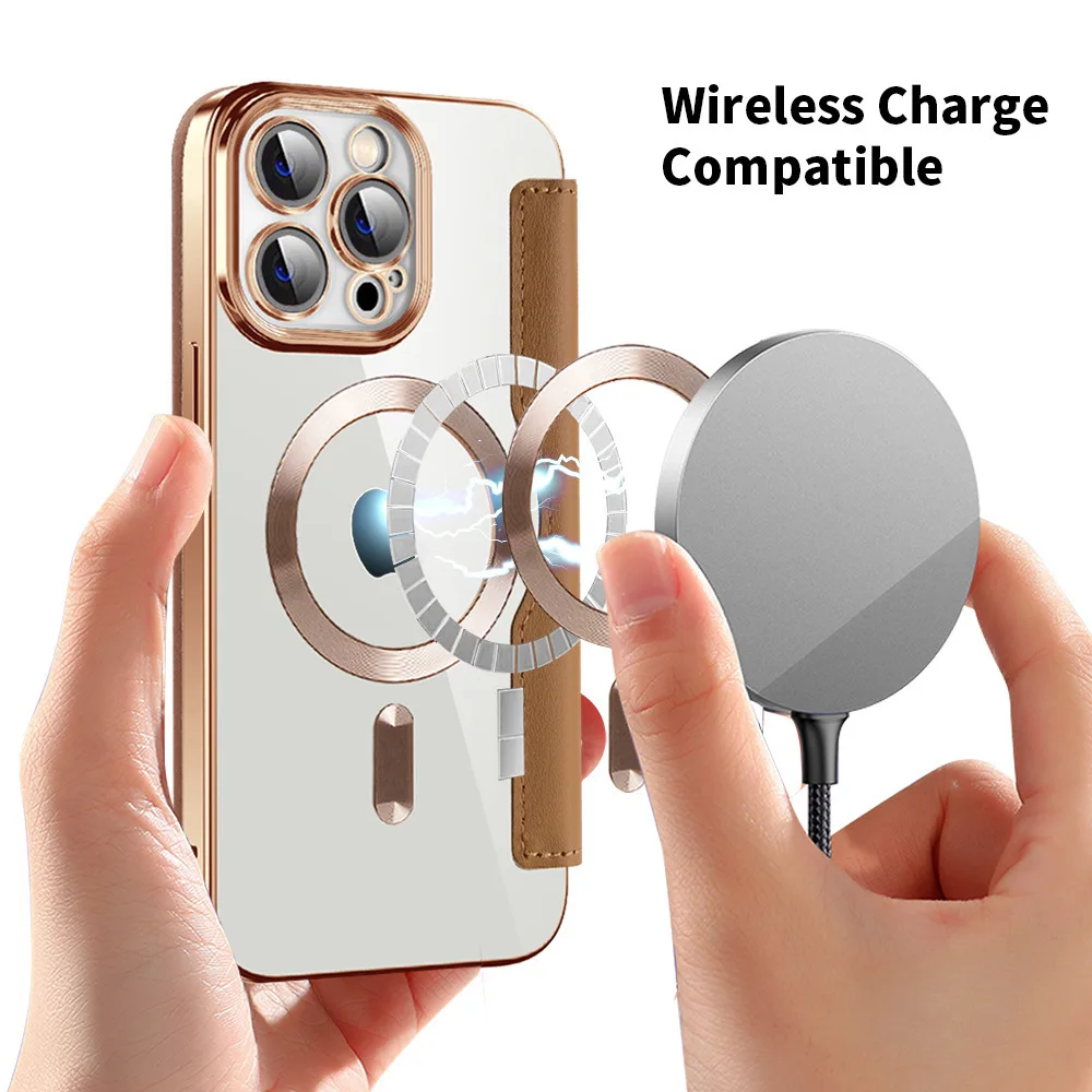 Applicable to iPhone 17 Pro Max - diamond pattern magnetic flip cover phone case, Apple 16 creative artificial leather cover, 15 view 2
