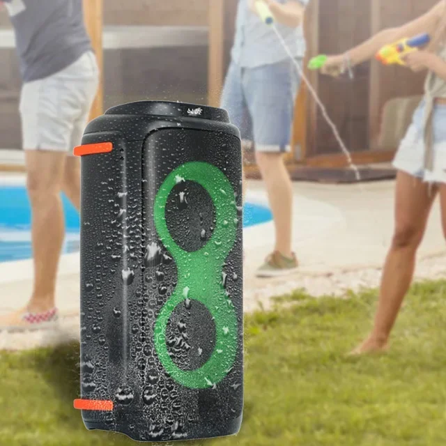 

Active Portable Partybox Water Resistance Wireless Rechargeable LED Light Trolley Speaker With Microphone