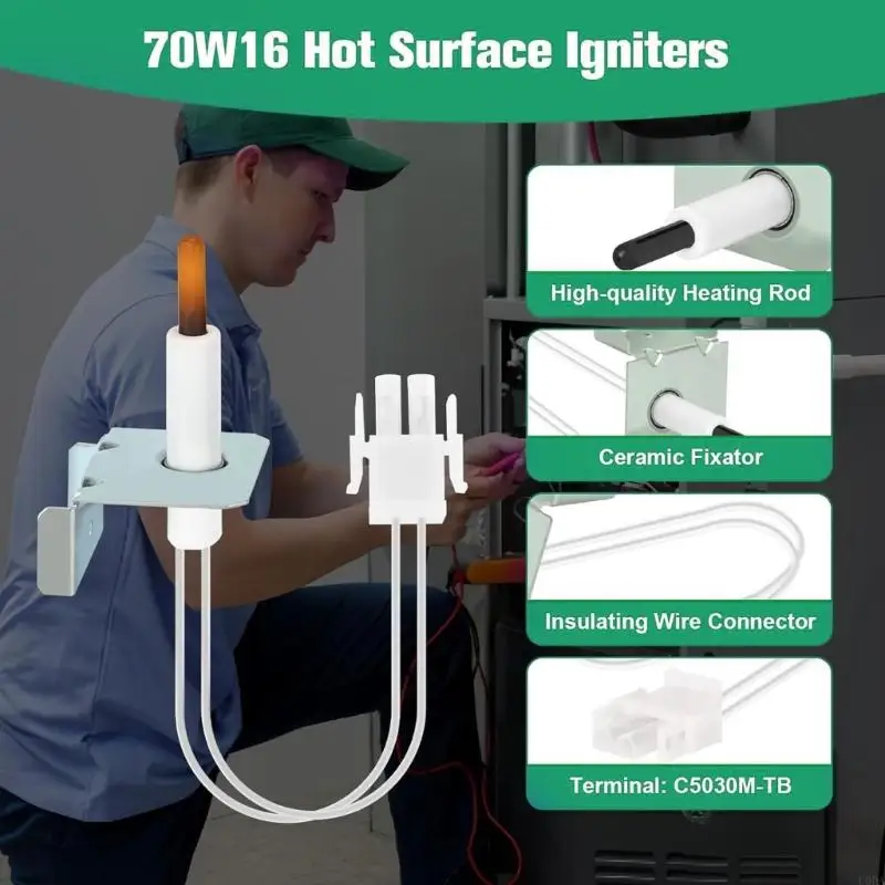  Universals Fit 70W16 Igniters For Furnaces With Silicon Nitride Design Ensuring Rapid Warms Up