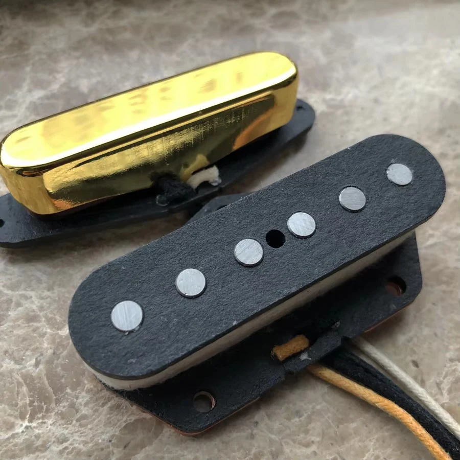 TELE Guitar Pickups V59 Broadcaster Handwound Alnico 5 Magnets 42 Plain Enemal Wires Gold Neck Cover