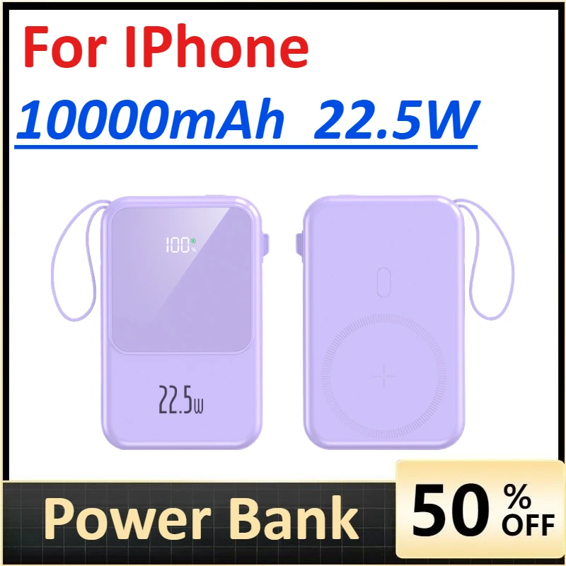 

10000mAh Mobile Power Bank 22.5w Fast Charging for IPhone Magsafe Wireless Charging PowerBank Mobile Phone Accessories