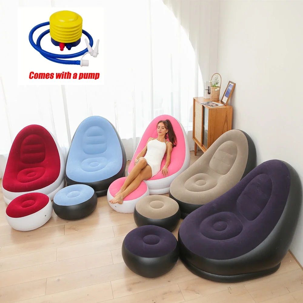 

Inflatable Leisure Bean Bag Sofa Lazy Couch Bag Chair Home Folding Lounger Bed Puff Up Seat Pouf Bag with Footstool