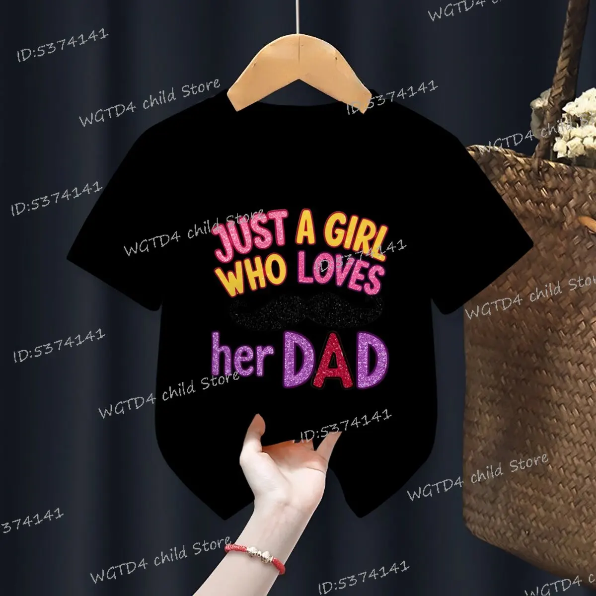 Just A Girl Who Loves Her Dad Printed Kids T-shirt Funny Father's Day Girls Clothing Baby Girls 2025 New Summer Fashion Tshirts