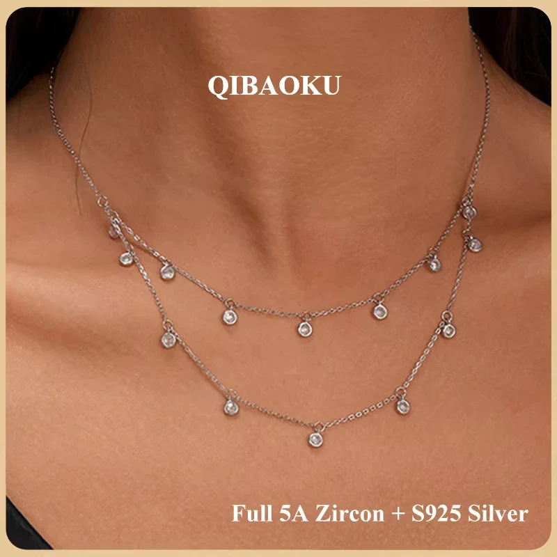 NASIA2 Layer Bezel 5A Zircon GRA S925 Silver Tennis Necklace Woman Lady Party Bridal High Carbon Bubble Neck Chain Gifts 2026