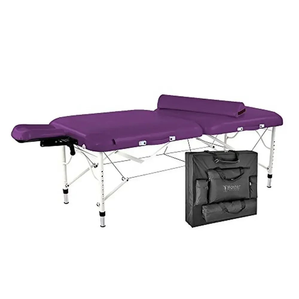 Ultra-Light Aluminum Portable Massage Table 30-inch Purple Beauty Spa Salon Bed with Memory Foam Elegant Italia NanoSkin