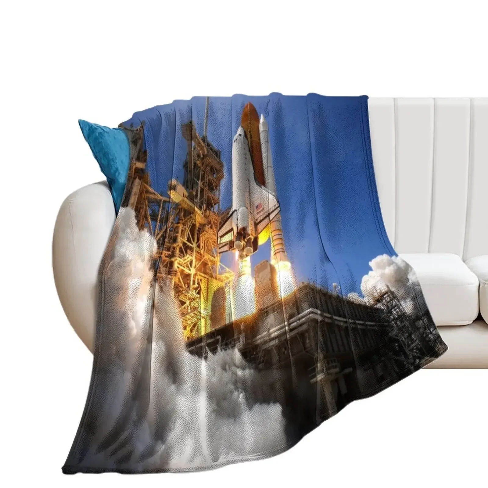 SPACE SHUTTLE ATLANTIS LAUNCH Throw Blanket sofa bed Hairy christmas decoration wednesday Blankets