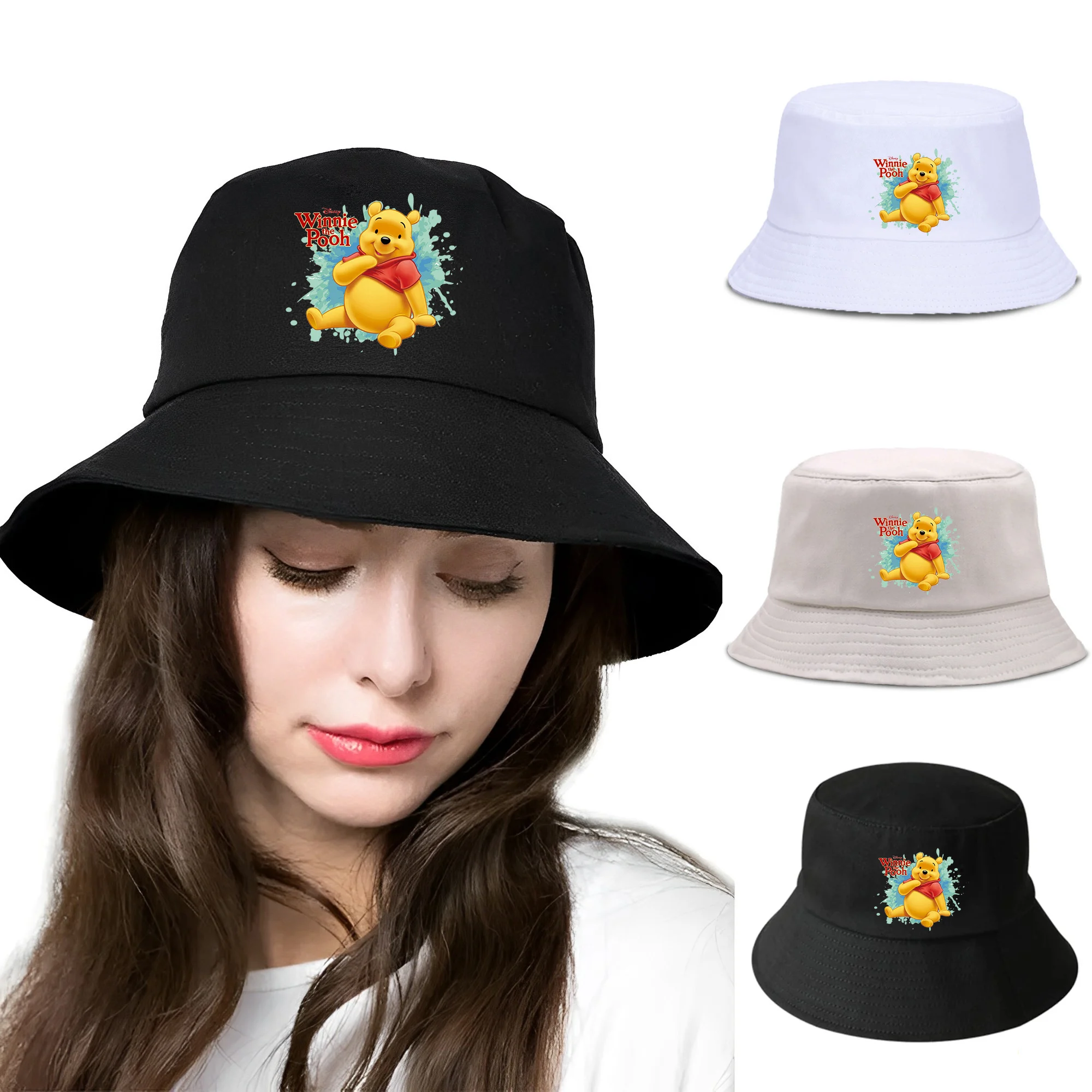 

Winnie the Pooh Cotton Foldable Bucket Hat Unisex Women Outdoor Sunscreen Hat Boys Girls Fishing Hunting Basin Chapeau Beach Cap