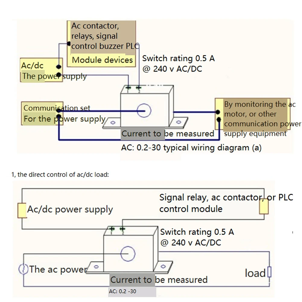Current Sensing Switch Normally Open Current Sensing Switch Adjustable AC Current Isolation Monitoring SZC23-NO-AL-CH-A57M