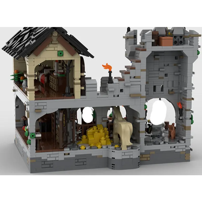 

Spot MOC-124794 201605 1891 шт., средневековый рынок, улица, сделай сам, сборка мелких частиц, строительные блоки, образовательная игрушка, модель, подарочный набор