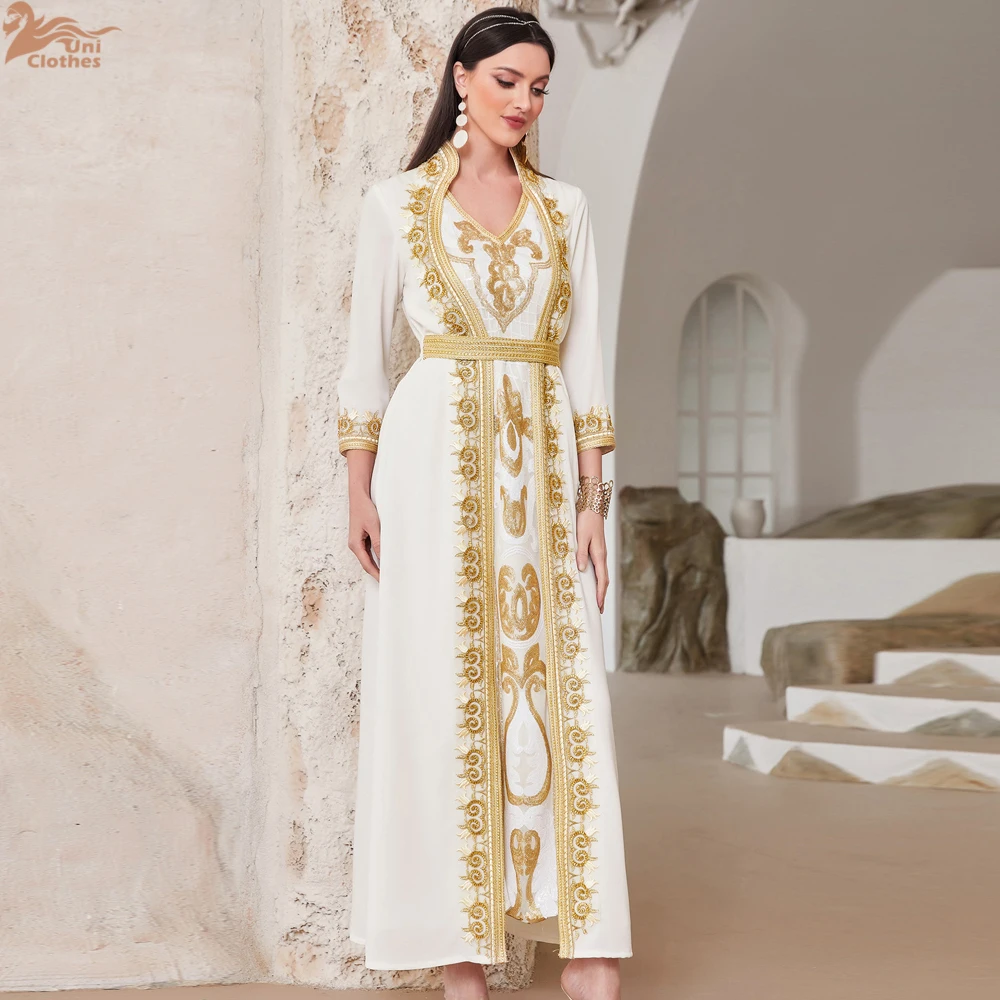 Abaya-Robe Hijab pour Femme Musulmane, Vêtement Africain Blanc, Islam Arabe, Dubaï, Turquie, Jalabiya