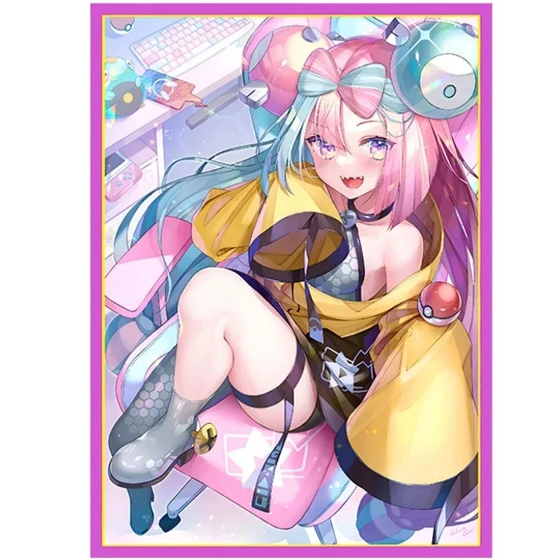 

100pcs/Set Original PTCG Card Sleeves Iono Anime Game Characters Self Made Holographic Protector Film Album Binder Toy