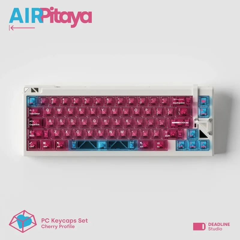 Conjunto exclusivo de tampas de chave DEADLINE Air Pitaya Rosa Transparente PC Material Cherry Perfil original adequado para teclados mecânicos 60%-108%