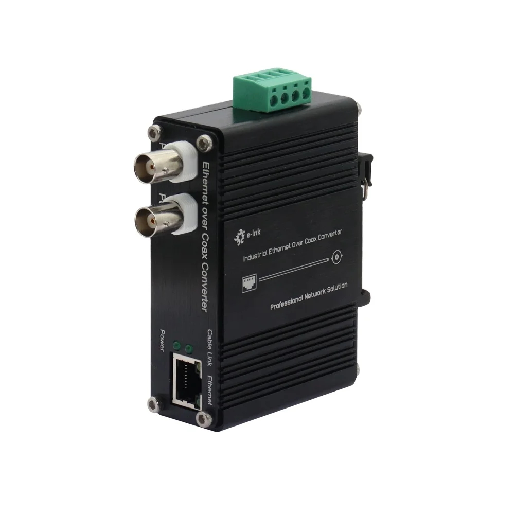 Industrial Ethernet Over Coax Extender 10 100Base TX 1200m Transmission Via Coaxial Cable Wide Voltage 18 48V DC Input