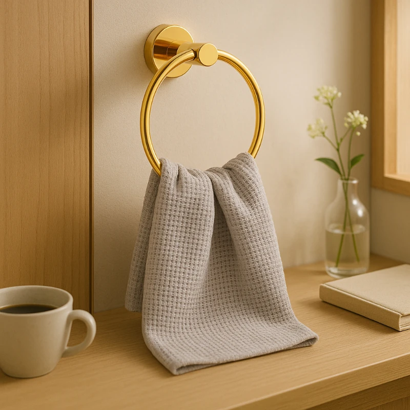 

Round 304 Stainless Steel Towel Ring Bathroom Wall Mounted Hand Towel Holder Nordic Circle Hanging Waterproof Durable Rack