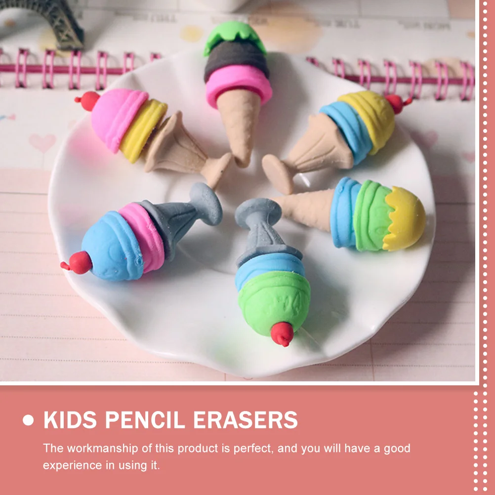 

30Pcs Cartoon Ice Cream Erasers Kids Pencil Erasers Durable Erasing Lovely Student Stationery Students Stationery