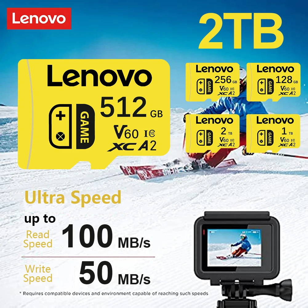 بطاقة ذاكرة Lenovo 2TB 1TB 512GB بطاقة ذاكرة Micro TF عالية السرعة 256GB 64GB كاميرا الهاتف تخزين الكمبيوتر التسليم السريع في جميع أنحاء العالم