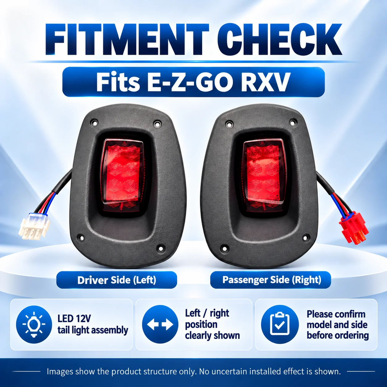 EZGO RXV Golf Cart LED Tail Light 12V, Brake Lamp & Turn Signal For Electric Sightseeing Cart