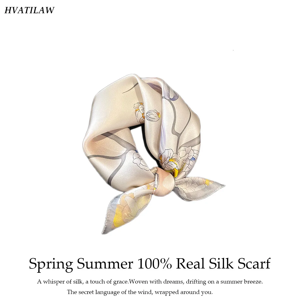

100% Natural Silk Square Scarf for Women 2026 Print Small Bandana Hair Headscarf Neckscarf Shawl Wrap Hijab Real Silk Accessorie