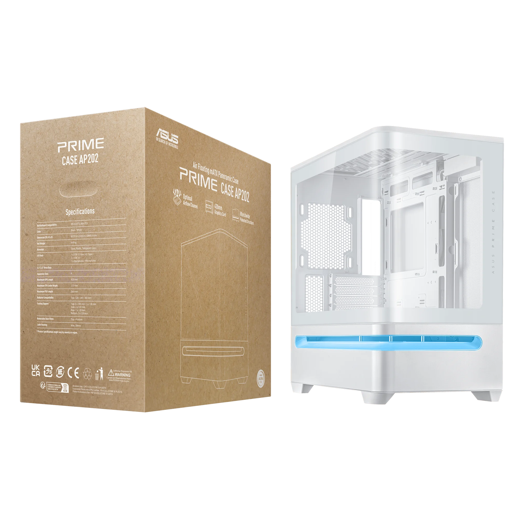 Prime AP202 Gaming PC Case M-ATX Computer Cases Mid-Tower with Curved Glass View support M-ATX ITX motherboard