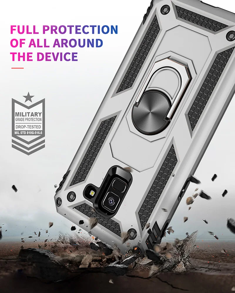 Shockproof Armor Case For Samsung Galaxy S20 FE Plus Ultra A6 A7 A8 A9 J4 J6 2018 J5 J7 2017 Phone Cover Magnetic Ring Kickstand