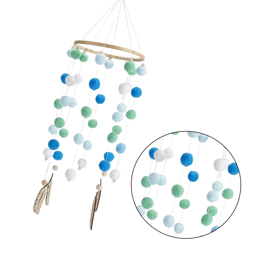1Pcs Wind Chime Wall Pendant Hairball String Black Grey White Yellow Hanging Wall Decoration Livingroom Bedroom Apartment Room