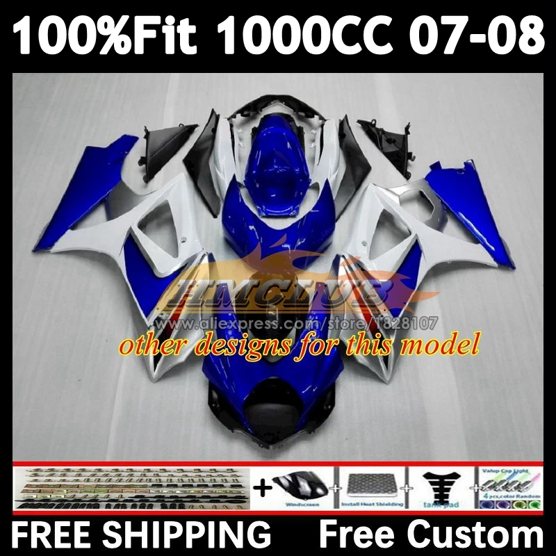 Injektion körper für suzuki GSXR-1000 k7 gsx-r1000 2007 2008 29 nr. 8 blau stock gsxr1000 1000cc gsxr 1000 cc 07 08 oem verkleidung