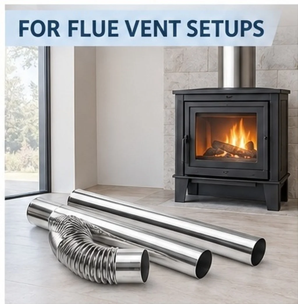 1Set Resistant Chimney Accessories For For Camping Winter Camp Stainless Steel Flue Vent Pipe Extension High Temperature