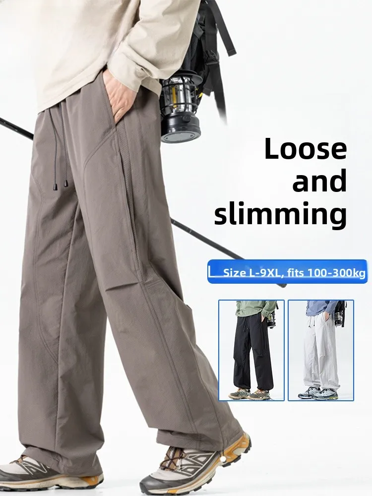 

Американские повседневные брюки свободного кроя с широкими штанинами для мужчин больших размеров, новые весенние прямые брюки, удобная модная рабочая одежда