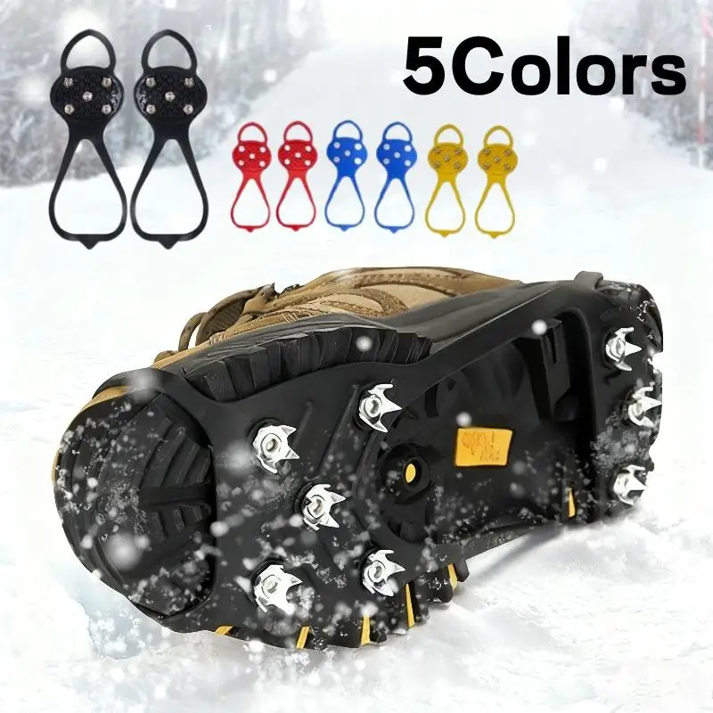 

Strong Grip 5 Studs Anti-Skid Snow Ice Climbing Spikes Ice Grips Cleats Universal Hiking Mountain Climbing Anti Slip Shoes Cover
