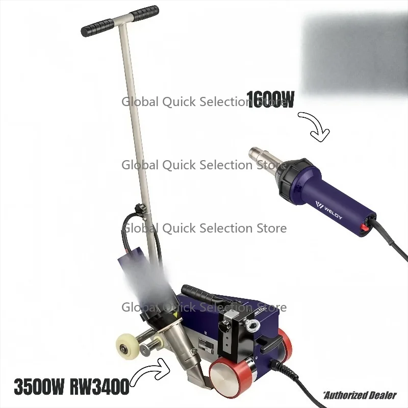 

3500W RW3400 Banner Roofer Auto TPO PVC Floor Seamer Auto Roofing Hot Air Welder 40mm+1600W Hot Air G-un