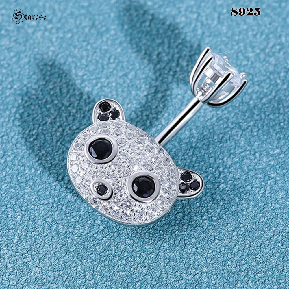 1.6x6/8/10mm Luxury Panda 925 Sterling Silver Navel Bar Belly Piercing Jewelry Women Belly Button Rings Navel Piercing Ombligo