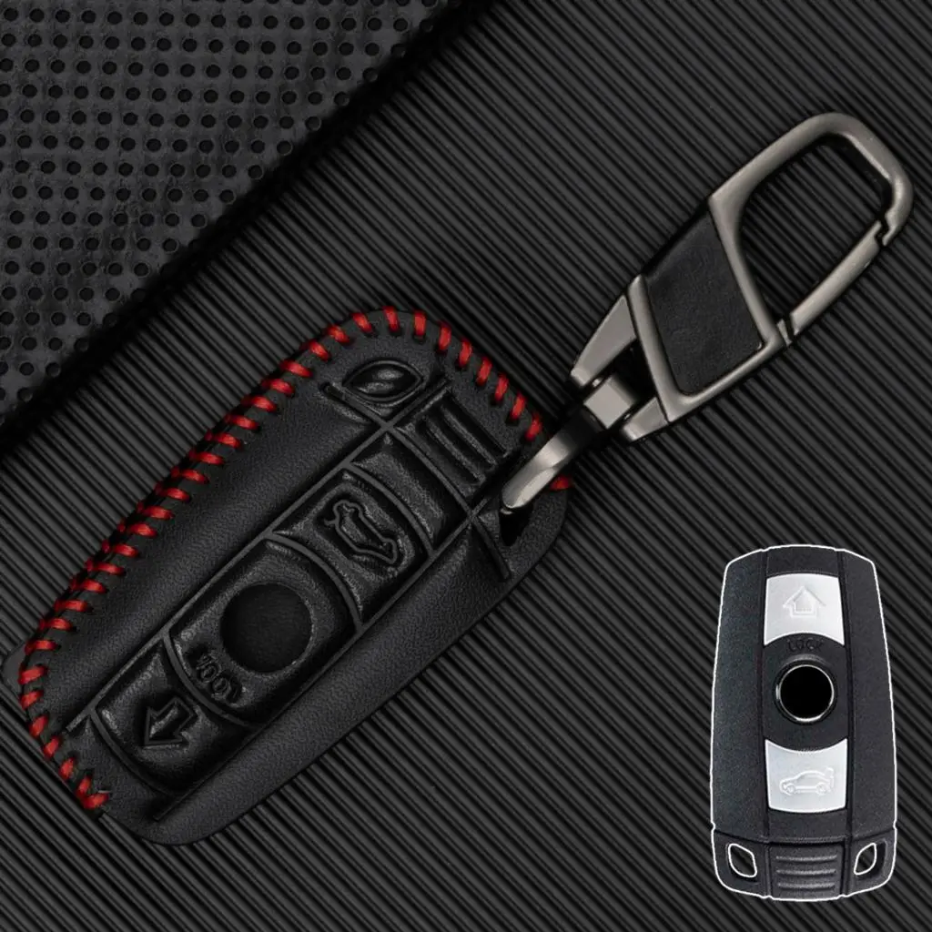 For BMW 1 3 5 6 7 Series E89 X3 X5 X6 E70 E71 E72 Z4 E60 E61 E90 E91 E93 PU Leather Key Case Cover Shell Holder Key Fob Chain