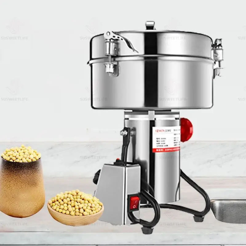 4500G Commercial Grain Grinder High Speed 4500W Cereals Medicinal Materials Spices Powder Crusher Stainless Steel Coffee Grinder