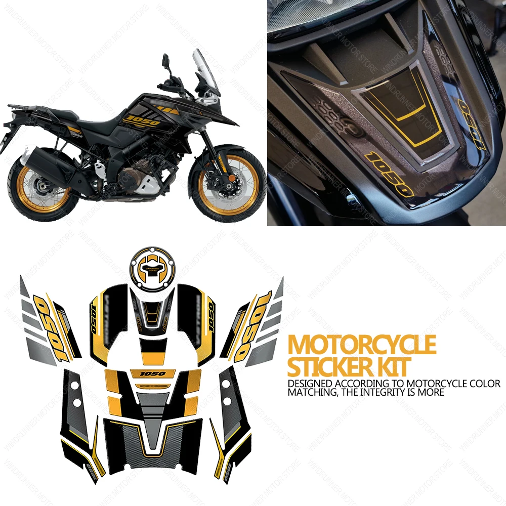 Motorcycle Accessories Anti Scratch Protective Tank Pad Stickers Kit 3D Resin Protective Sticker For V-Strom 1050 XT