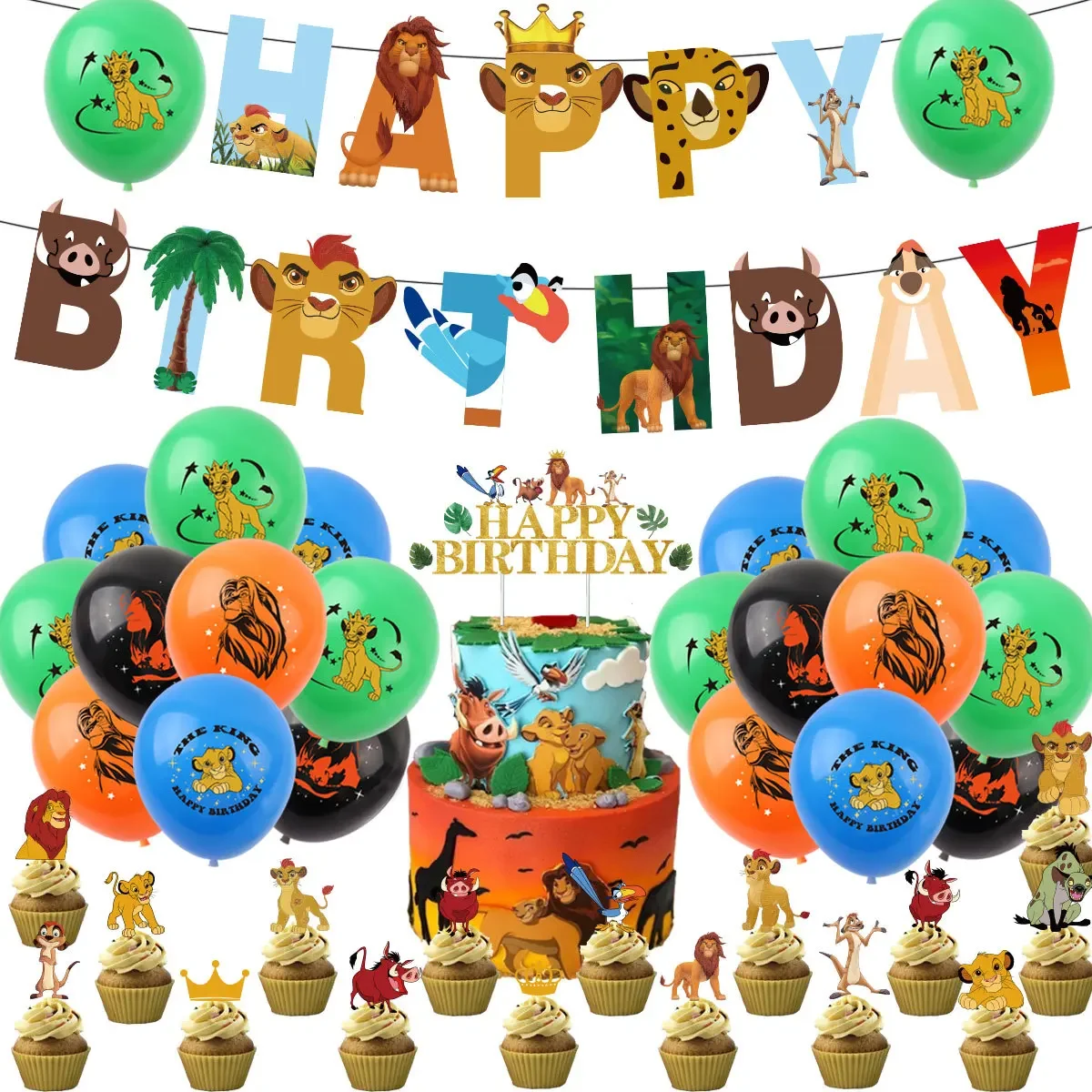 

Lion Theme Lion Birthday Party Decorration Set for Kids with Enjoyable BirthdayBanner,Cupcake Toppers,Lion Balloon,Lion Stickers