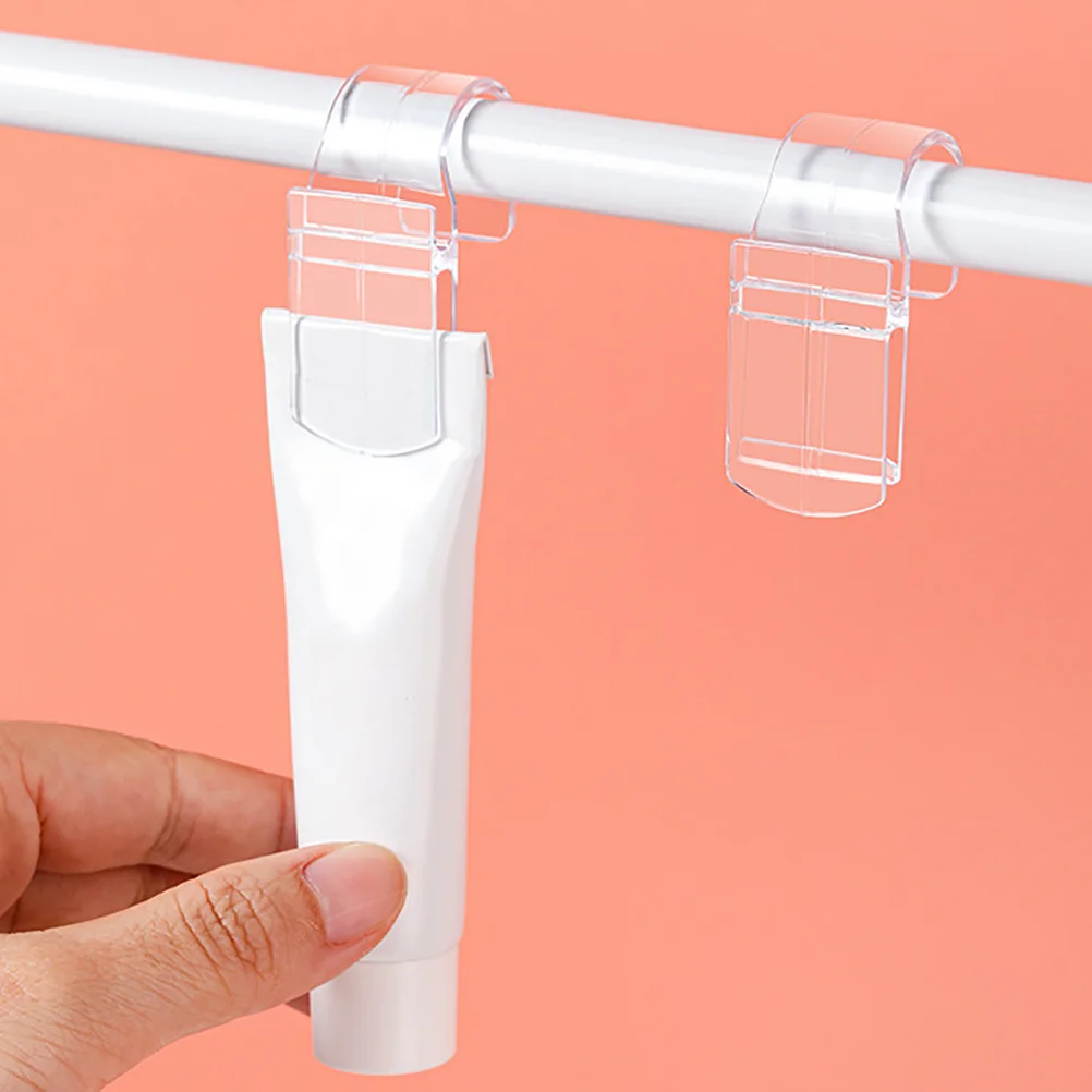 

12Pcs Clear Hanging Clips Bathroom Storage Organizer Transparent Clip Hook for Toothpaste Towel Sundry Transparent Hanging Clip