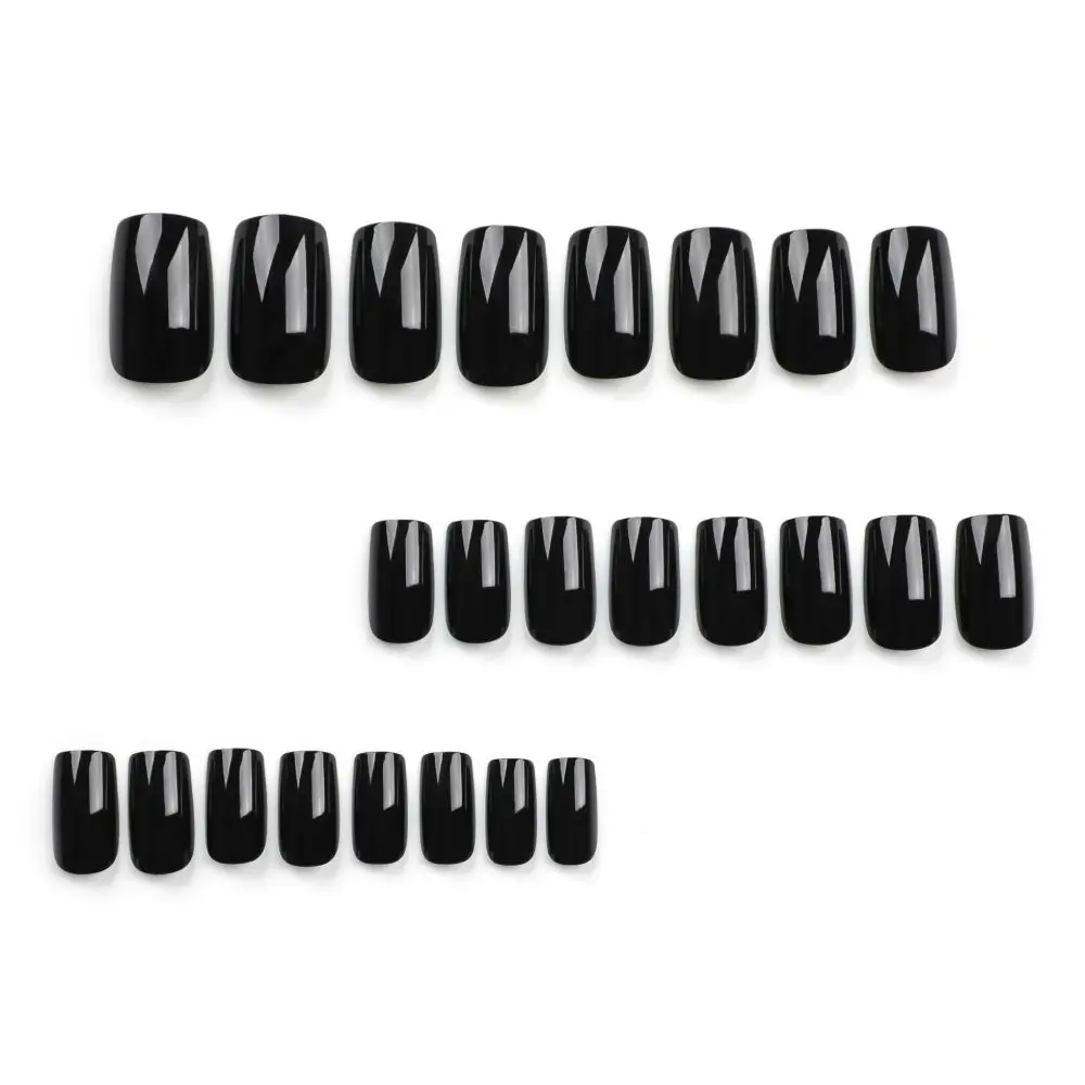 24PCS/Box Removable Short Square Press On Nails Reusable Full Cover Solid Color Fake Nail Tips Acrylic False Nails DIY Manicure