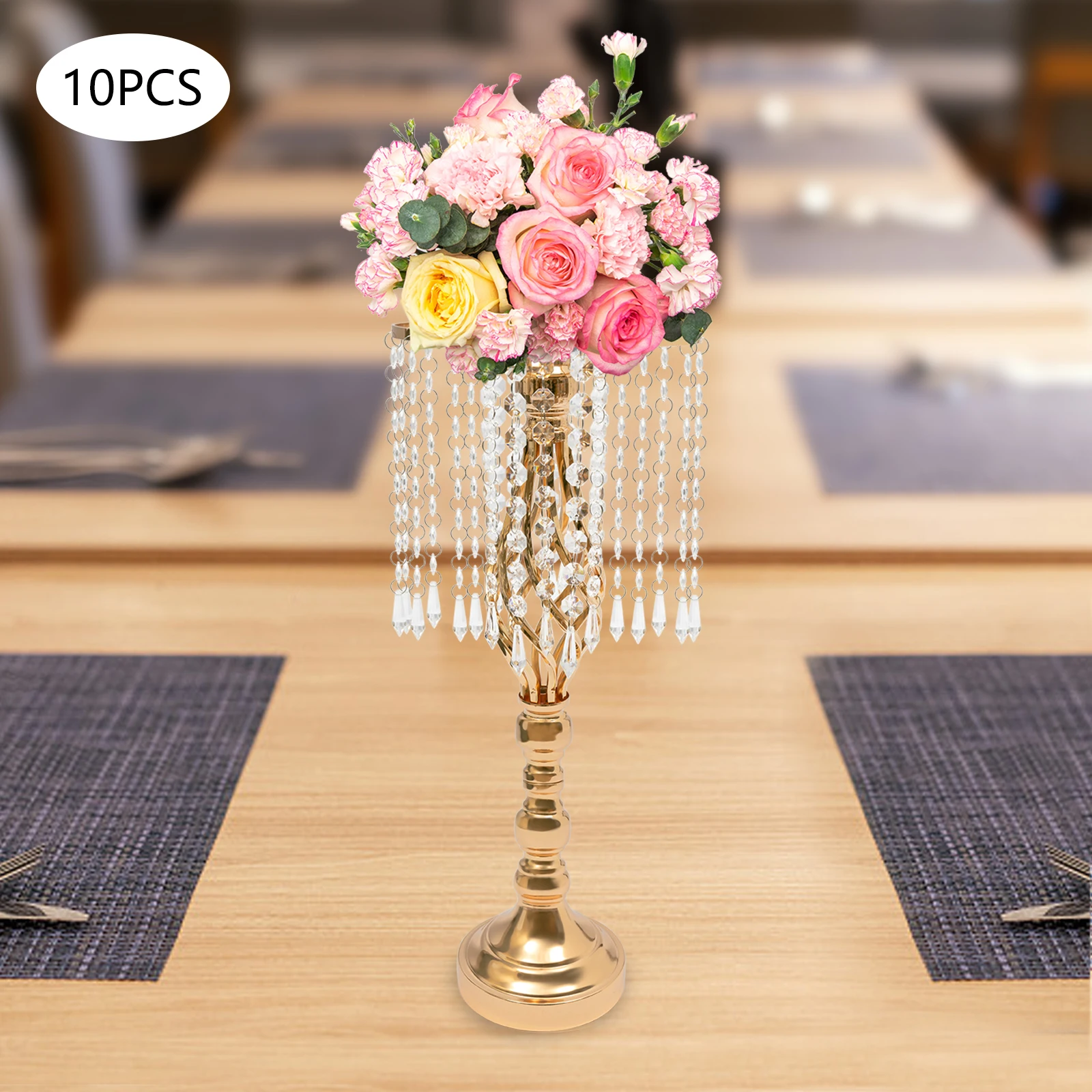 10pc Crystal Flower Vase Stand Wedding Centerpieces For Table Gold Flower Stand 10pc Crystal Flower Stand Wedding Centerpieces