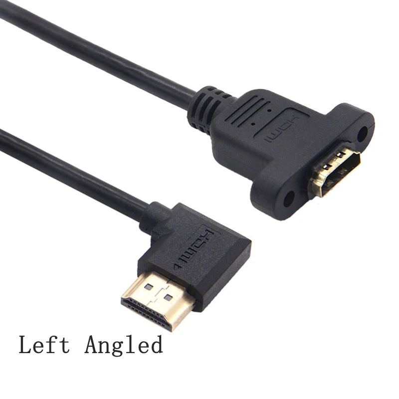 90 270 Degree HDMI-compatible A 1.4 19pin Male To HD A Type Female Extension Cable With Screw Hole Can Lock Panel Mount Cable