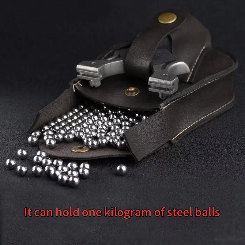 Sac De taille à fronde en cuir fait à la main avec aspiration magnétique multifonctionnelle, boule en acier noir/marron, rangement De transport intégré