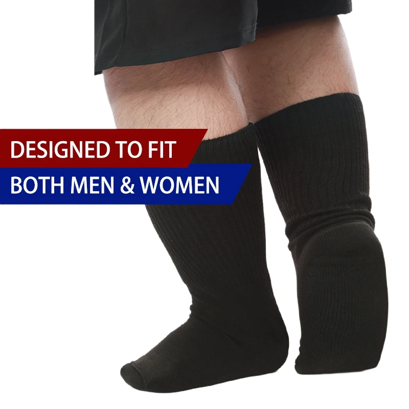 Unisex Anti-Slip Oversized Extra Wide Diabetic Socks Bariatric Gripper Socks with Good Elasticity for Swollen Feet Women's Men's