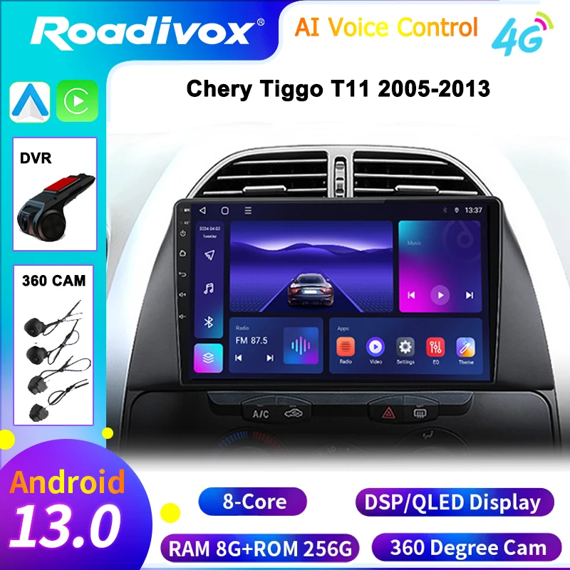 Carplay for Chery Tiggo T11 2005-2013 Android Car Radio Multimedia Player GPS Nav Stereo Screen Video Tape Recorder Carplay