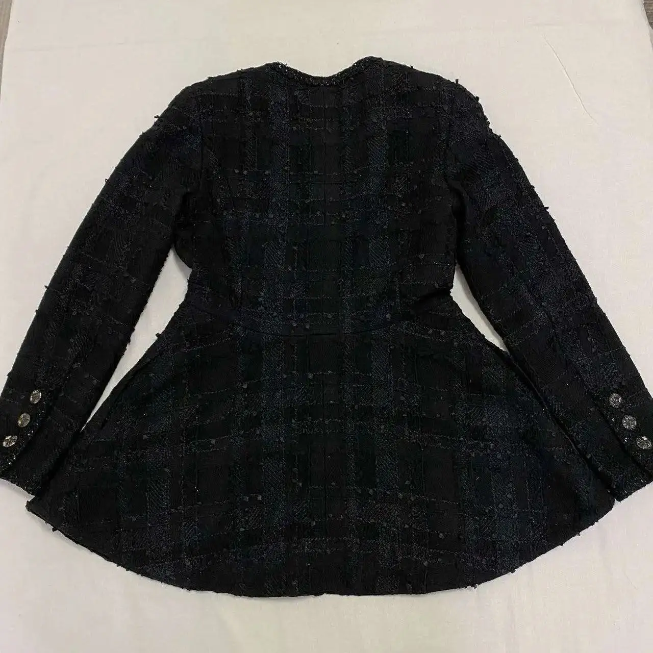 Tweed Skirt for Female, Black Coat, Black Jacket, Sexy Dress, New, 2024