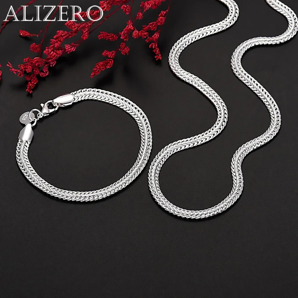 Fine 925 Sterling Silver 6MM Geometry Bracelet Neckalce Jewelry Sets for Women Man Luxury Fashion Party Wedding Accessories Gtfs