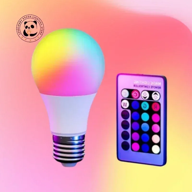 Lámpara de noche de neón LED inteligente, luz de atenuación de 16 colores, E27 RGB, Control remoto, Bombilla mágica regulable, Bar, fiesta, decoración de habitación, luz de humor