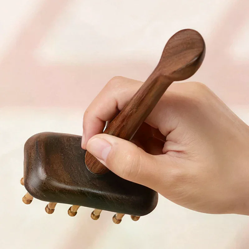 1 Uds. Cepillo de masaje Gua Sha de sándalo portátil cabeza cuello Abdominal pierna cuerpo meridiano masajeador terapia de madera herramientas de masaje