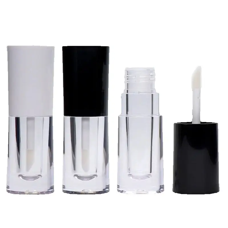 

4.5ML Empty Lip Glaze Tube Black White Lid Oval Shape Refillable Liquid Lipstick Container Clear Lipgloss Sample Bottle