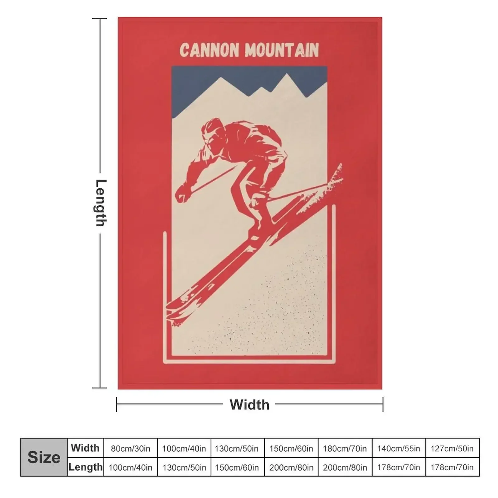 Cannon Mountain in Franconia, White Mountain, New Hampshire, United States, North America - Vintage Red Ski Poster Throw Blanket