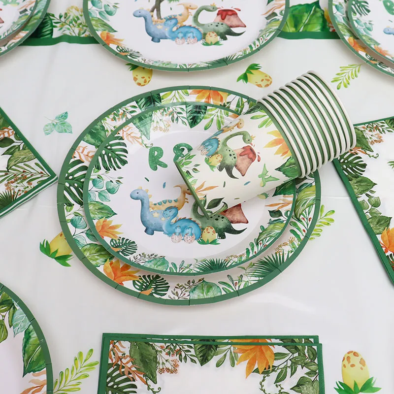 Dinosaurier-Partyzubehör, Dinosaurier-Geschirr-Set, alles Gute zum Geburtstag, Party-Dekoration, Kinder, Junge, Dschungel, Safari, Party, Babyparty, Gastgeschenke – Detail 2